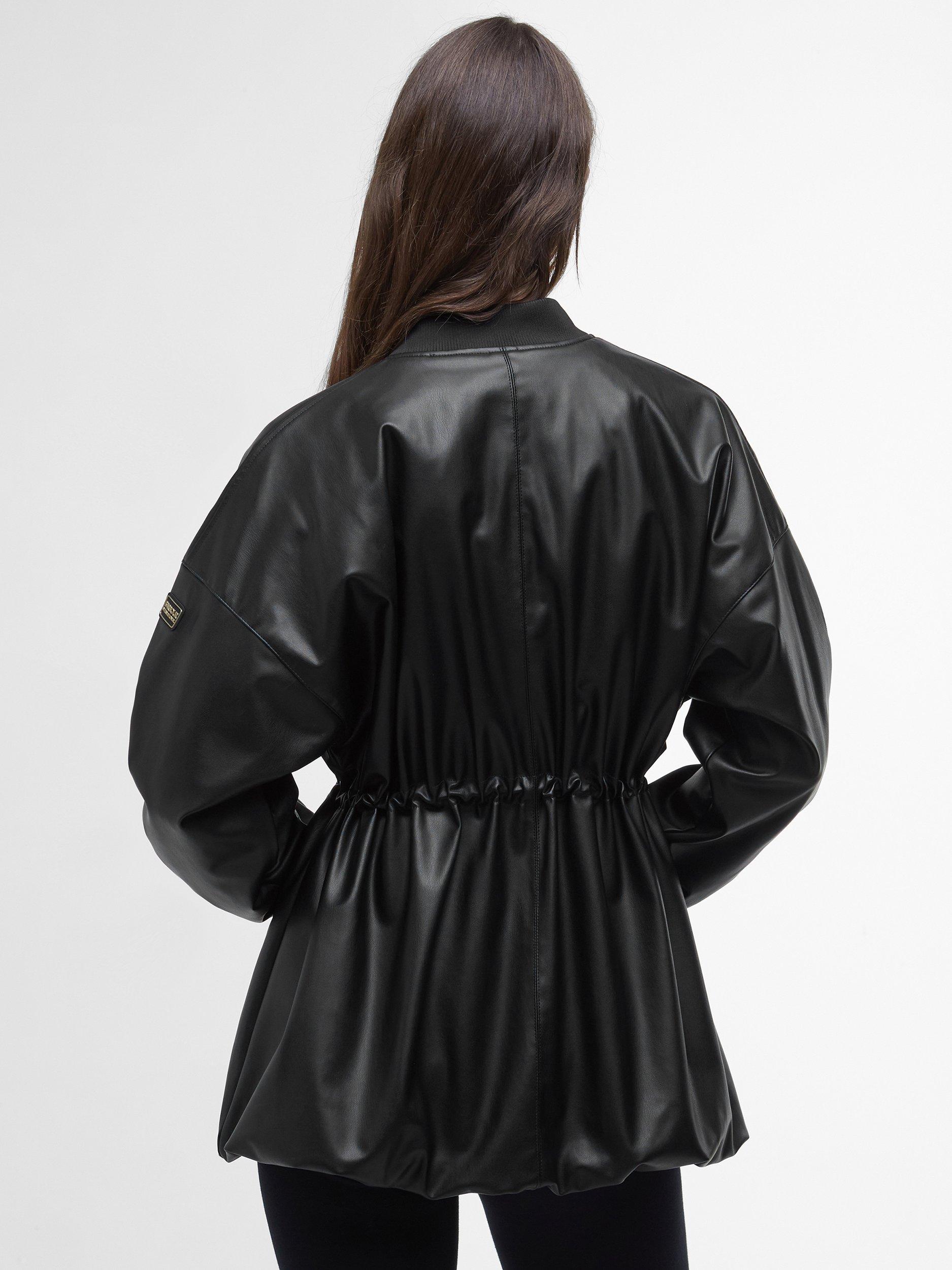Product image 4 of 8, which shows Barbour International Riley Faux Leather Coat, Black, 10