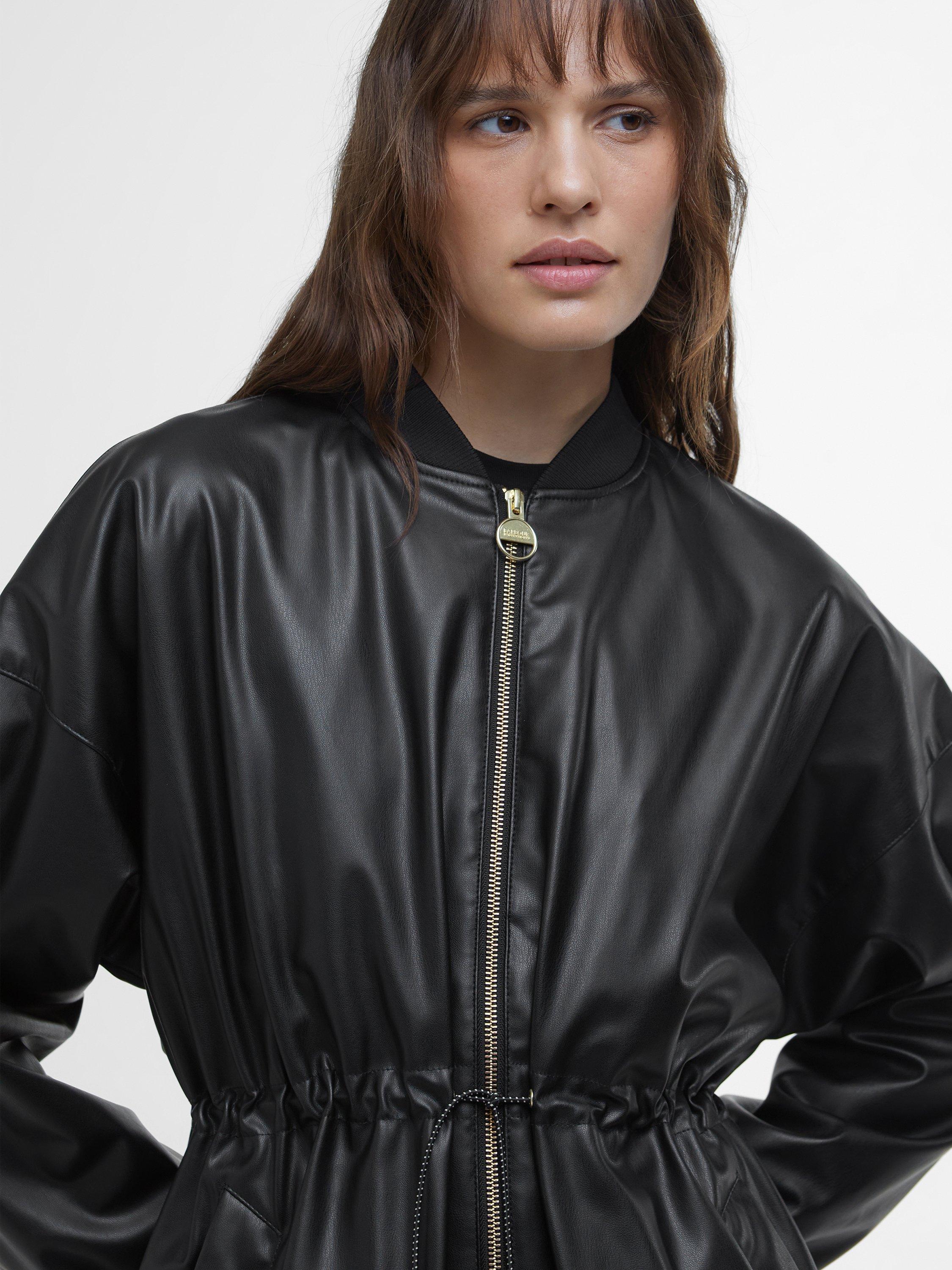 Product image 5 of 8, which shows Barbour International Riley Faux Leather Coat, Black, 10
