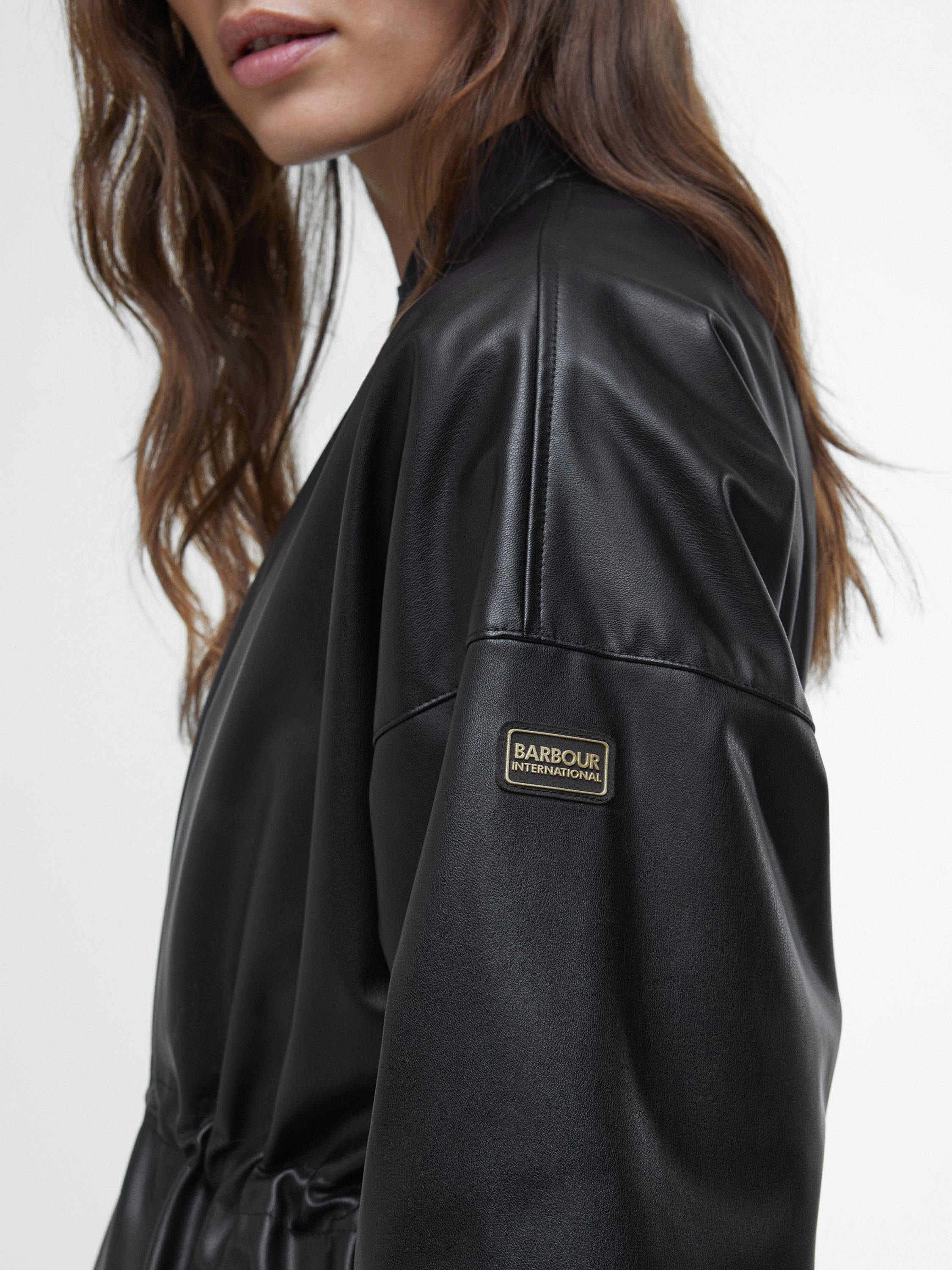Product image 7 of 8, which shows Barbour International Riley Faux Leather Coat, Black, 10
