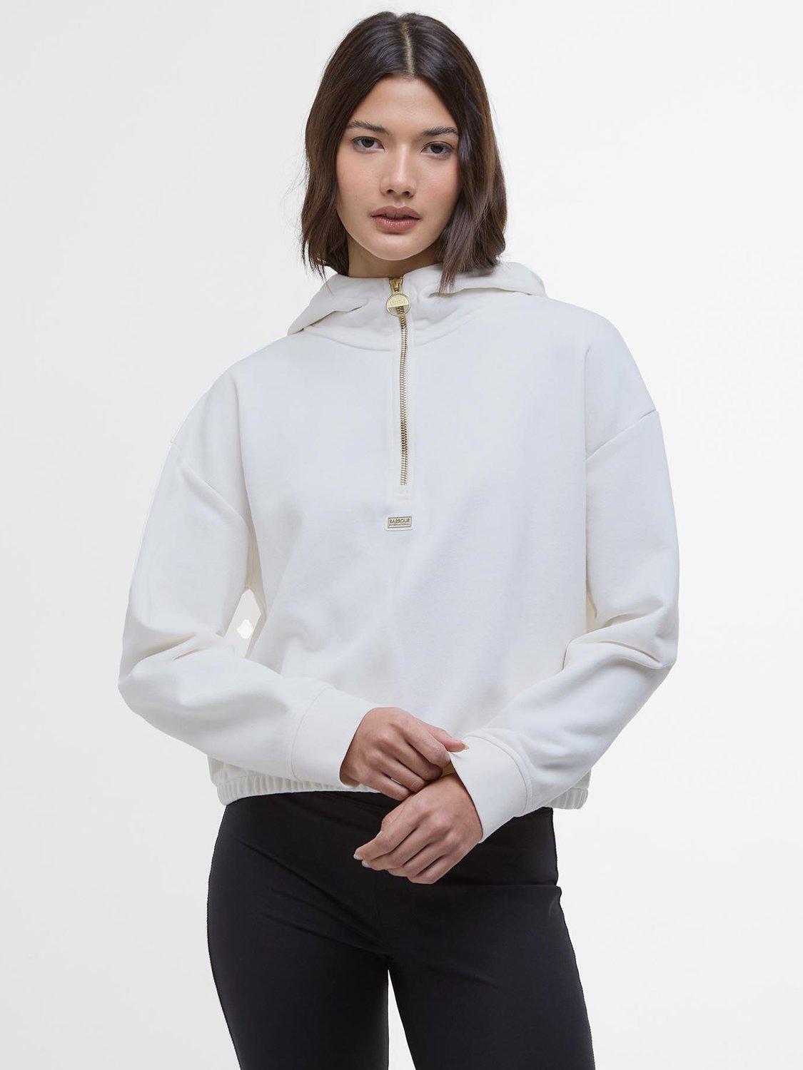 Product image 1 of 6, which shows Barbour International Priya Half Zip Jersey Hoodie, Neutral, 12