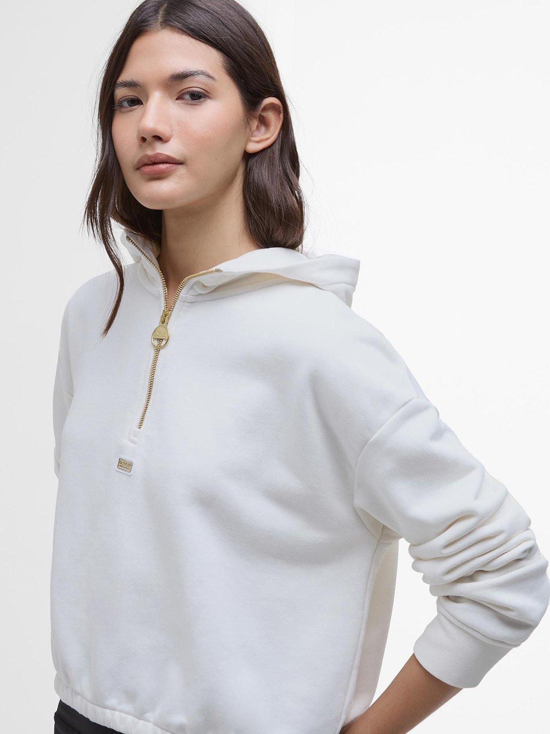 Product image 5 of 6, which shows Barbour International Priya Half Zip Jersey Hoodie, Neutral, 12