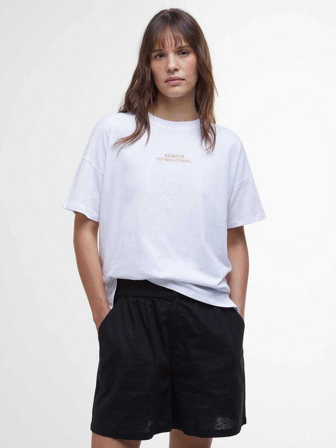 Product image 1 of 5, which shows Barbour International Harlow Logo T-Shirt, White, 8