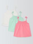 John Lewis Kids' Tie Strap Cami Tops, Pack of 3, Multi