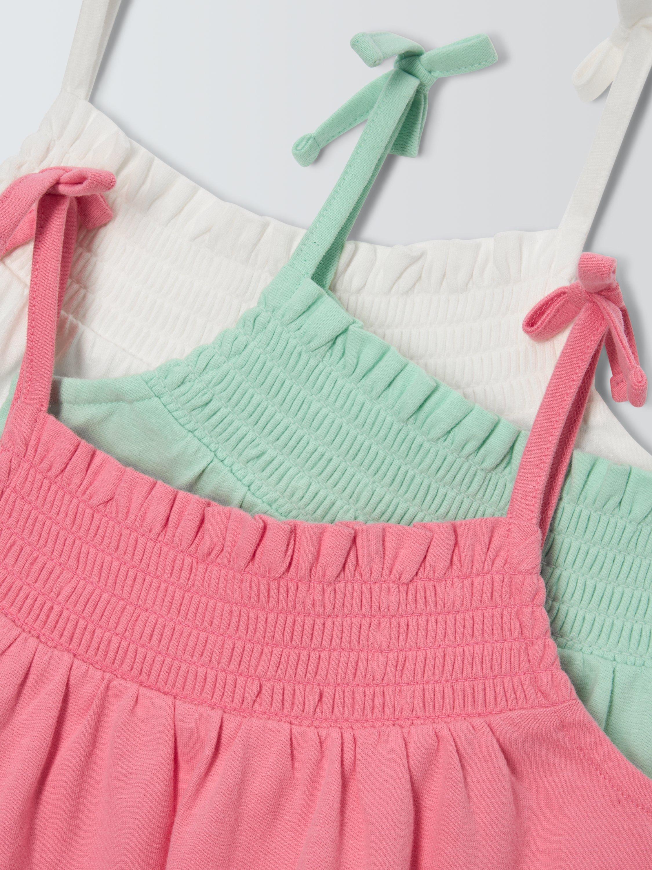 Product image 3 of 7, which shows John Lewis Kids' Tie Strap Cami Tops, Pack of 3, Multi, 2 years