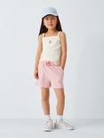 John Lewis Kids' Embroidered Flower Ribbed Vest Top, White, Orange
