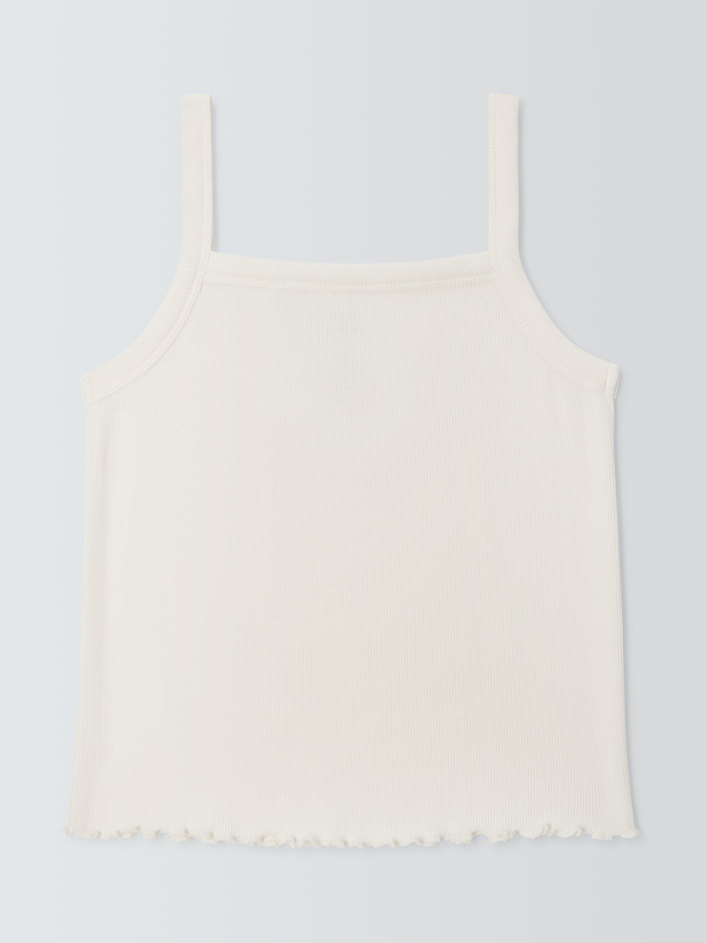 Product image 4 of 7, which shows John Lewis Kids' Embroidered Flower Ribbed Vest Top, White, Orange, 6 years