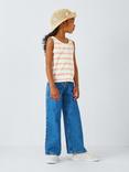 John Lewis Kids' Stripe Ruffle Neck Top, Multi