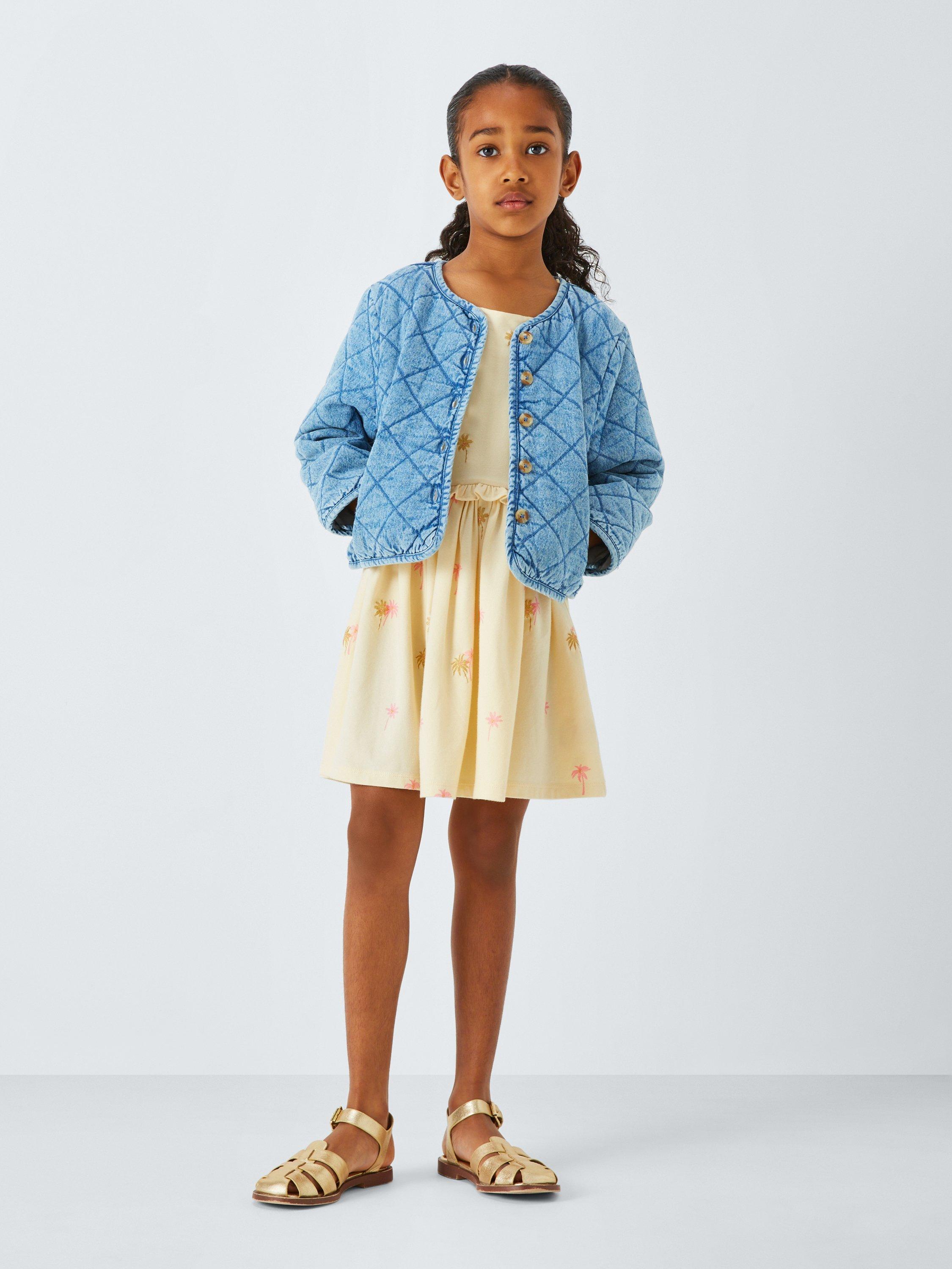 Product image 5 of 7, which shows John Lewis Kids' Strappy Plain and Palm Tree Dresses, Pack of 2, Multi, 2 years