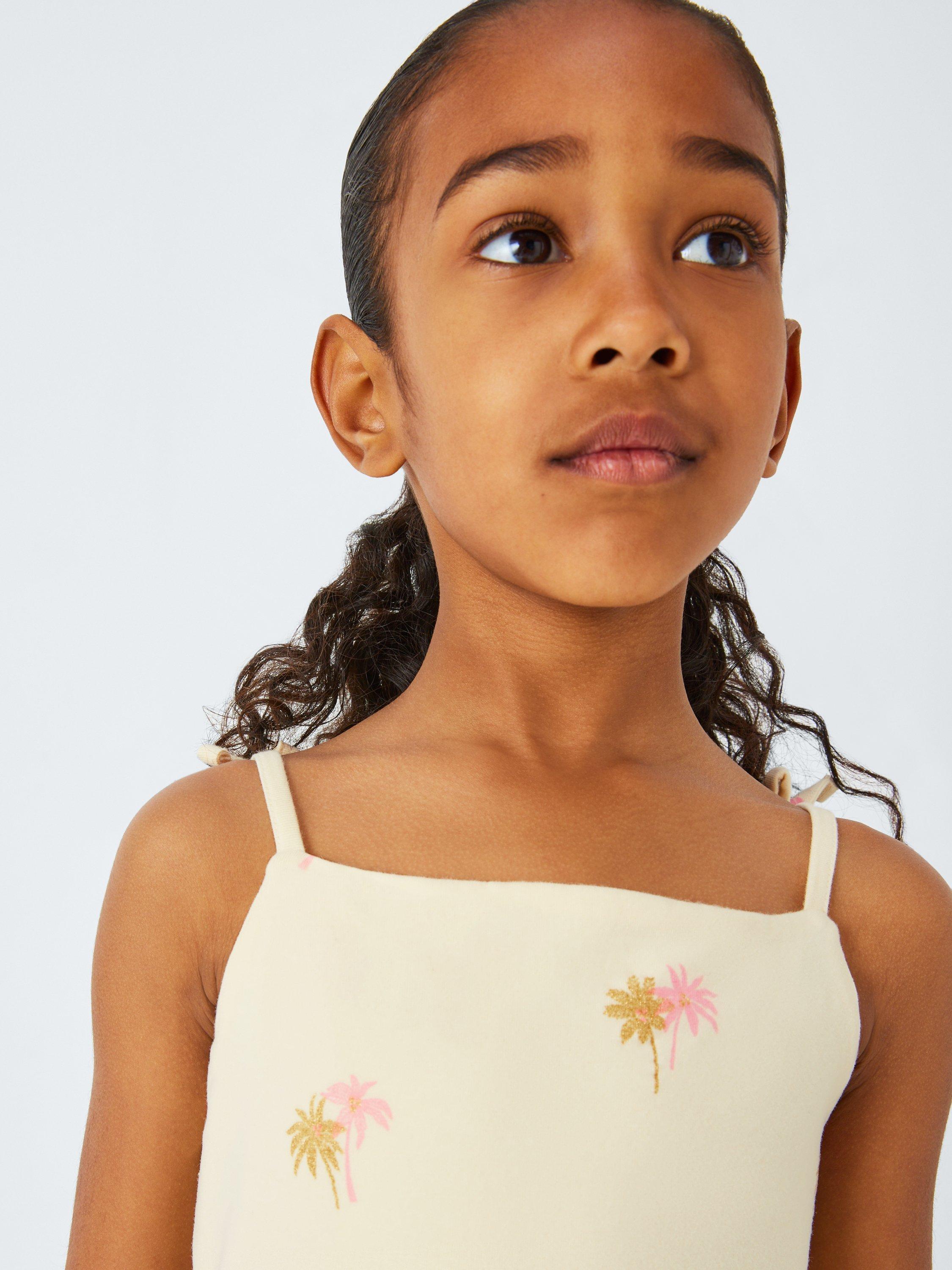 Product image 6 of 7, which shows John Lewis Kids' Strappy Plain and Palm Tree Dresses, Pack of 2, Multi, 2 years