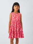 John Lewis Kids' Floral Jersey Dress, White/Pink