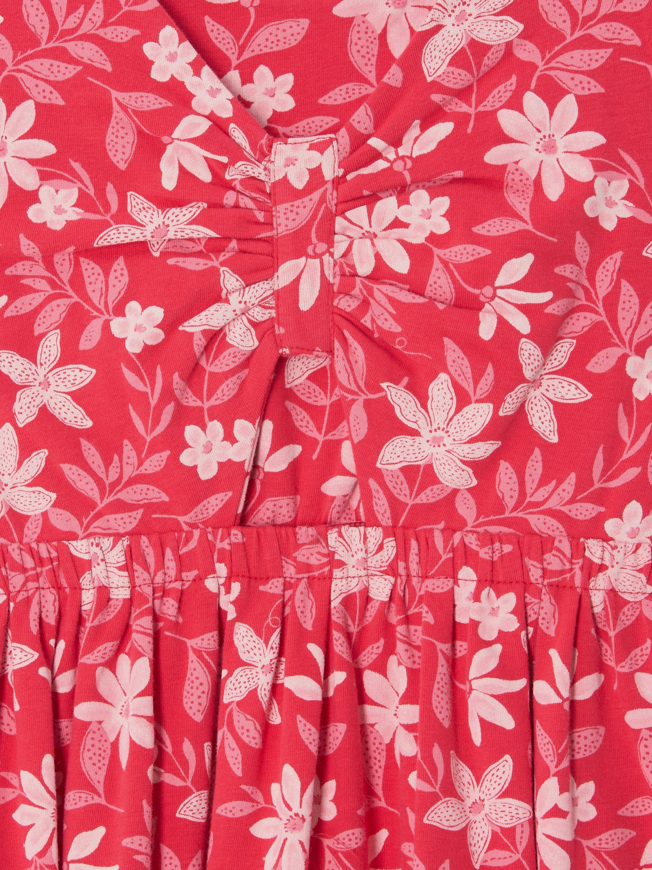 Product image 5 of 7, which shows John Lewis Kids' Floral Jersey Dress, White/Pink, 2 years