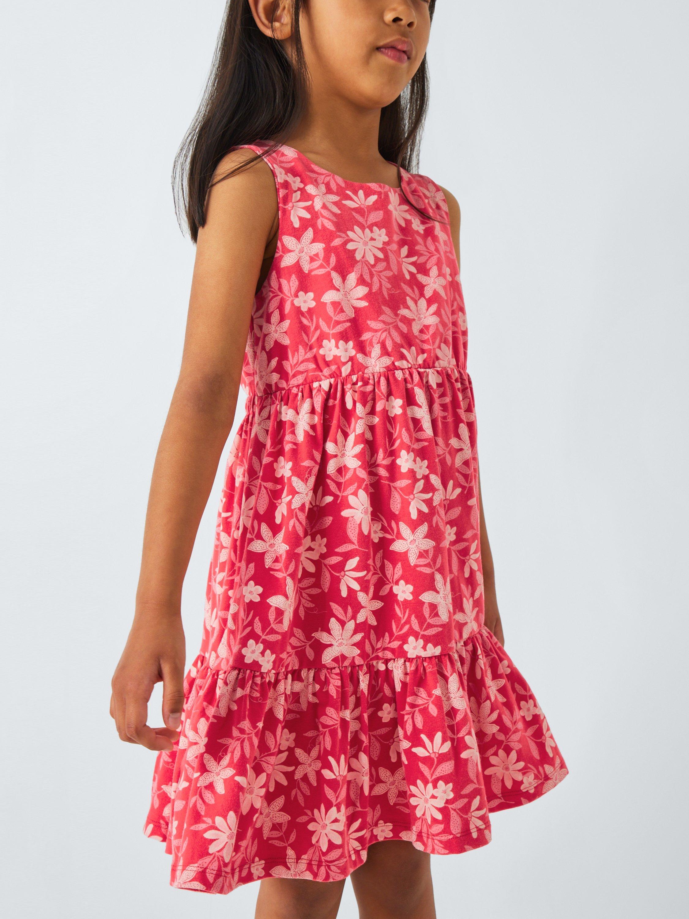 Product image 6 of 7, which shows John Lewis Kids' Floral Jersey Dress, White/Pink, 2 years