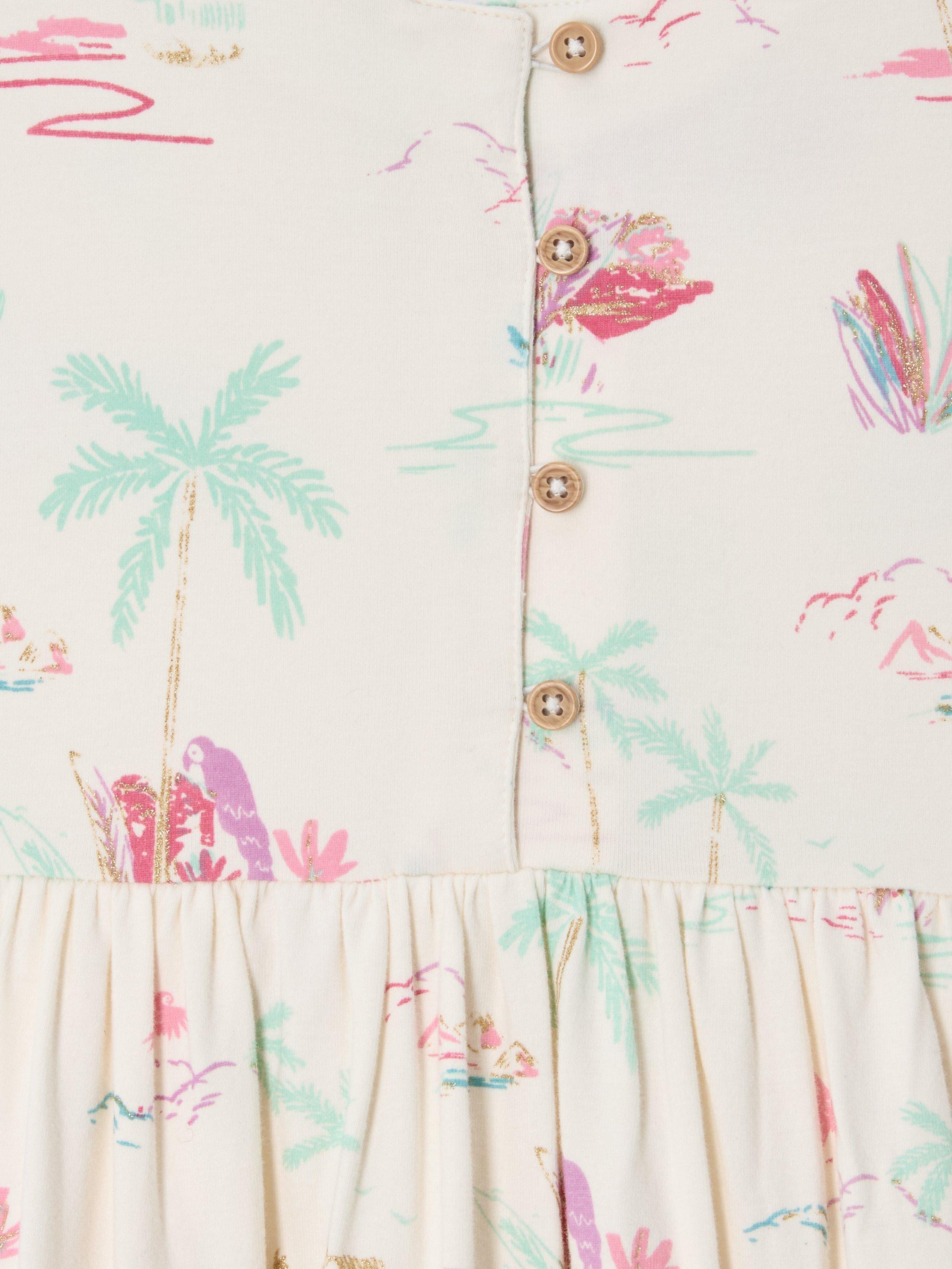 Product image 5 of 7, which shows John Lewis Kids' Tropical Jersey Tiered Dress, Multi, 2 years