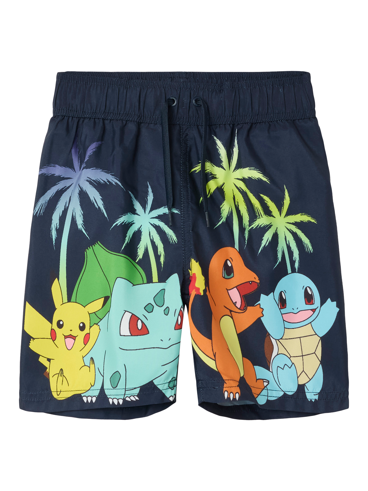 Product image 1 of 4, which shows NAME IT Kids' Pokémon Swim Shorts, Navy/Multi, 9 years