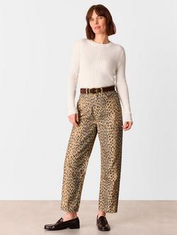 Whistles Animal Spot Barrel Leg Jeans, Neutral - view 2, Neutral