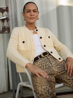 Whistles Animal Spot Barrel Leg Jeans, Neutral, Neutral