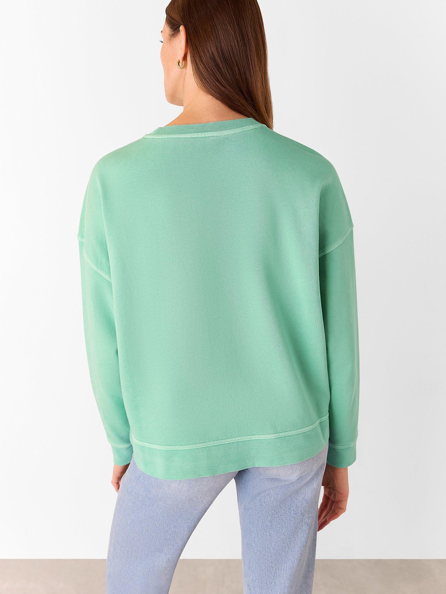 Product image 2 of 6, which shows Whistles Relaxed Fit Jersey Jumper, Green, XS