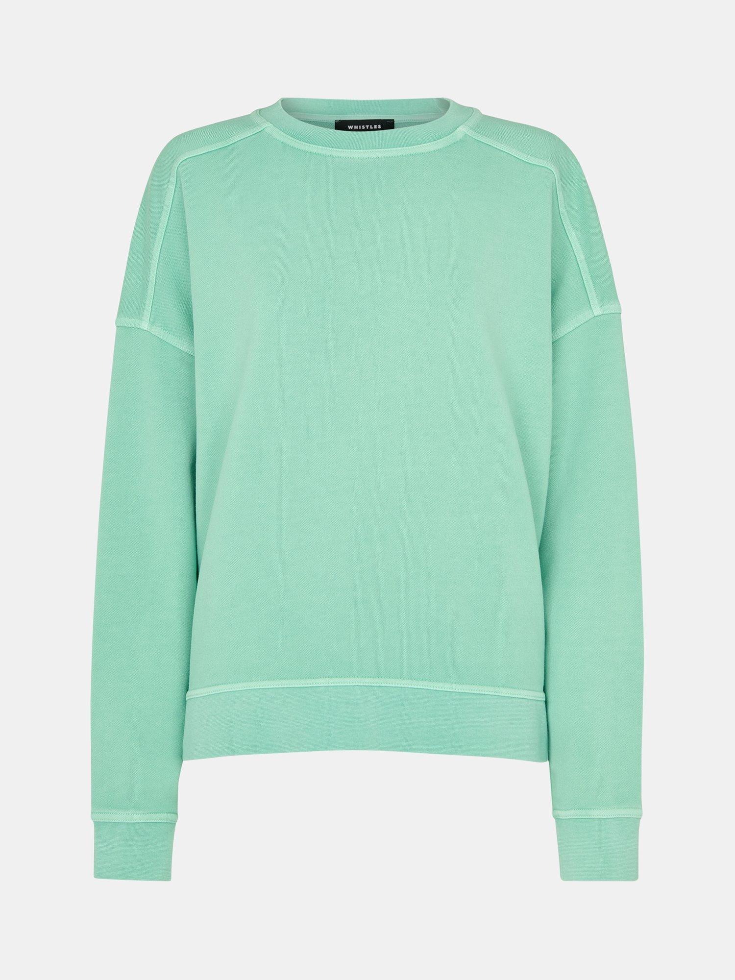Product image 6 of 6, which shows Whistles Relaxed Fit Jersey Jumper, Green, XS