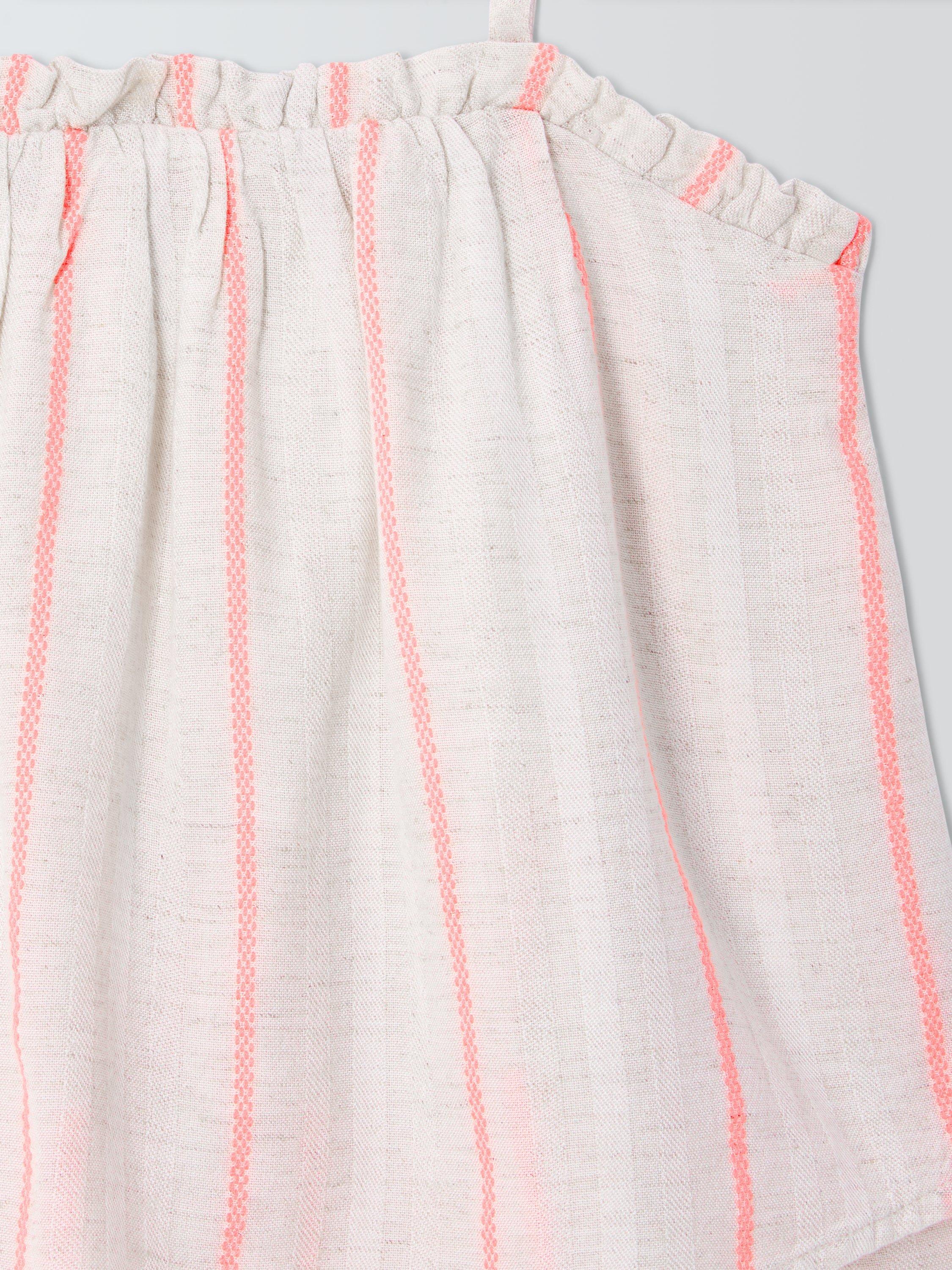 Product image 6 of 7, which shows John Lewis Kids' Stripe Double Strap Top, White, Orange, 2 years