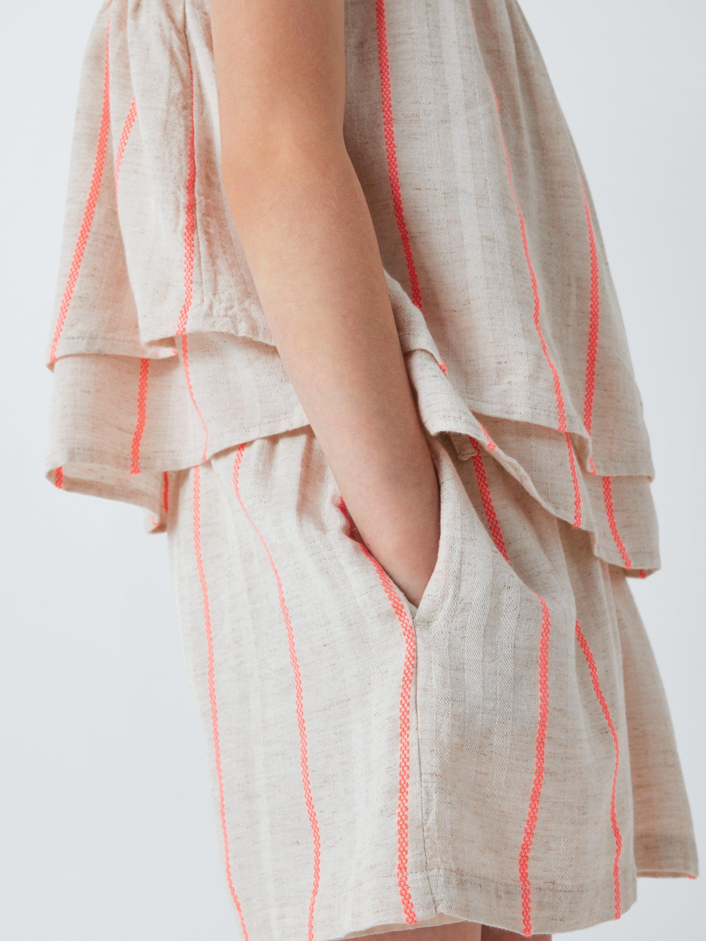 Product image 4 of 7, which shows John Lewis Kids' Stripe Double Strap Top, White, Orange, 2 years
