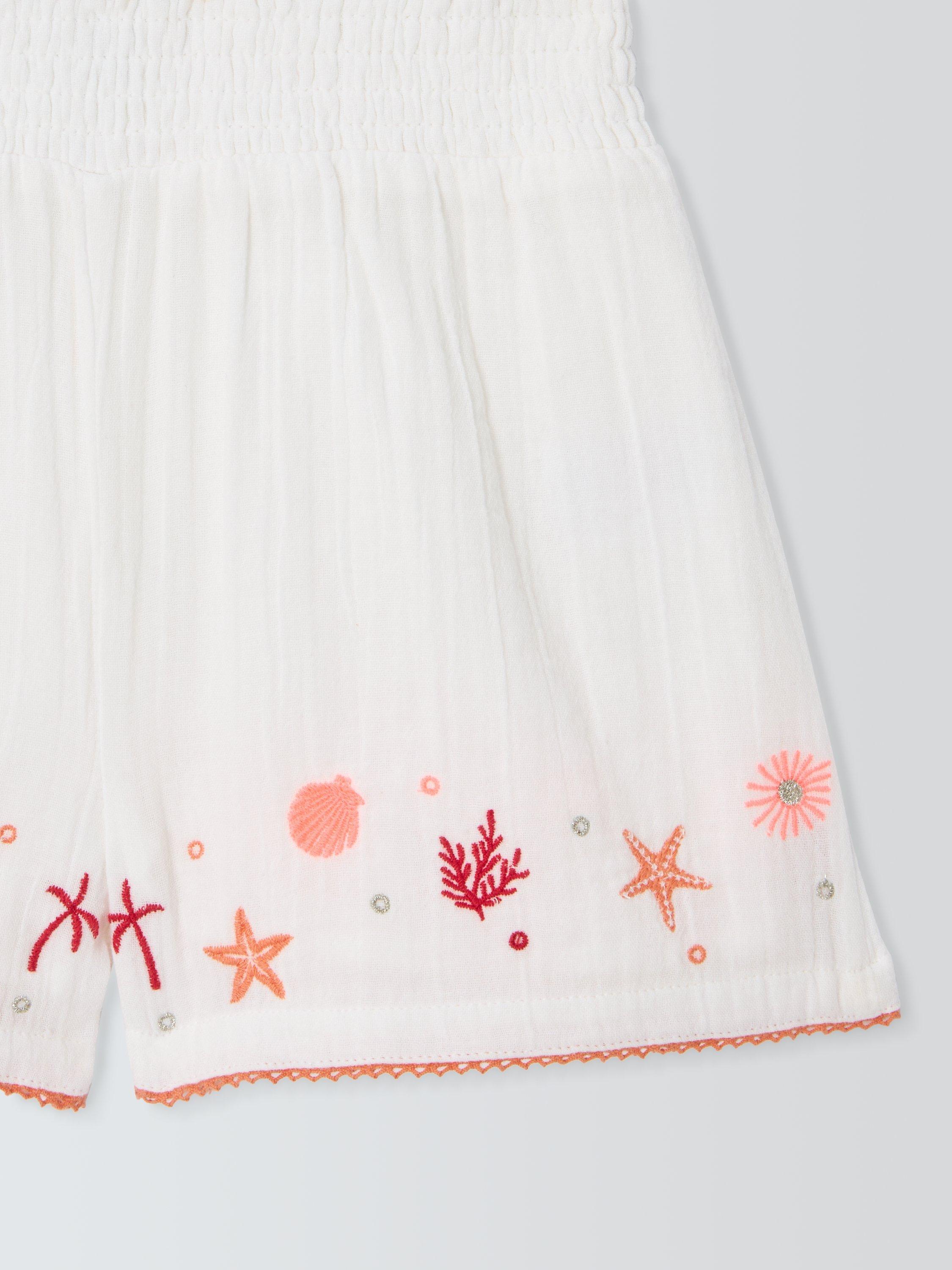 Product image 5 of 7, which shows John Lewis Kids' Sea Embroidered Shorts, White, Pink, Orange, 4 years