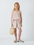 John Lewis Kids' Stripe Stitch Shorts, Beige, Pink