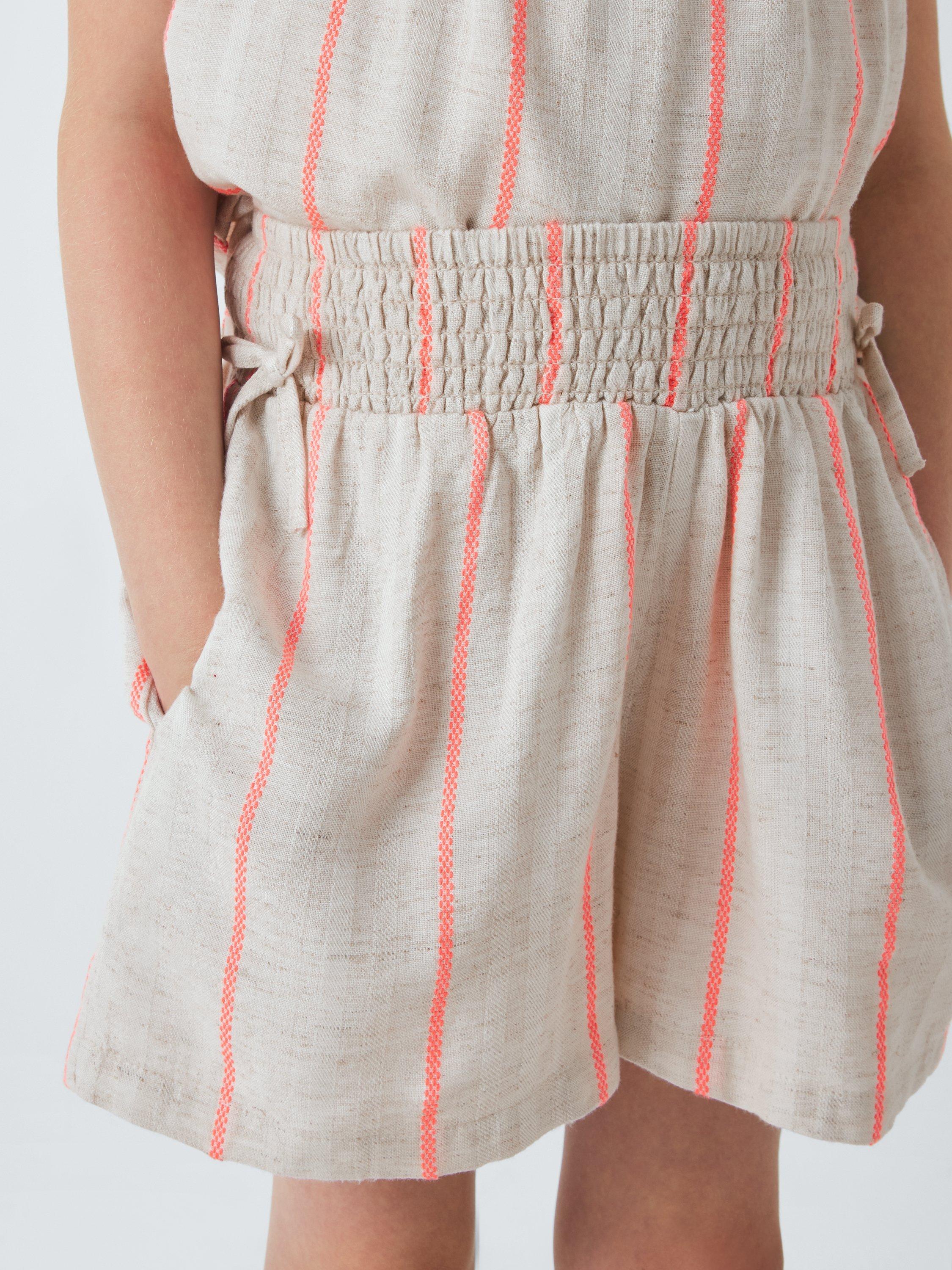 Product image 4 of 7, which shows John Lewis Kids' Stripe Stitch Shorts, Beige, Pink, 3 years