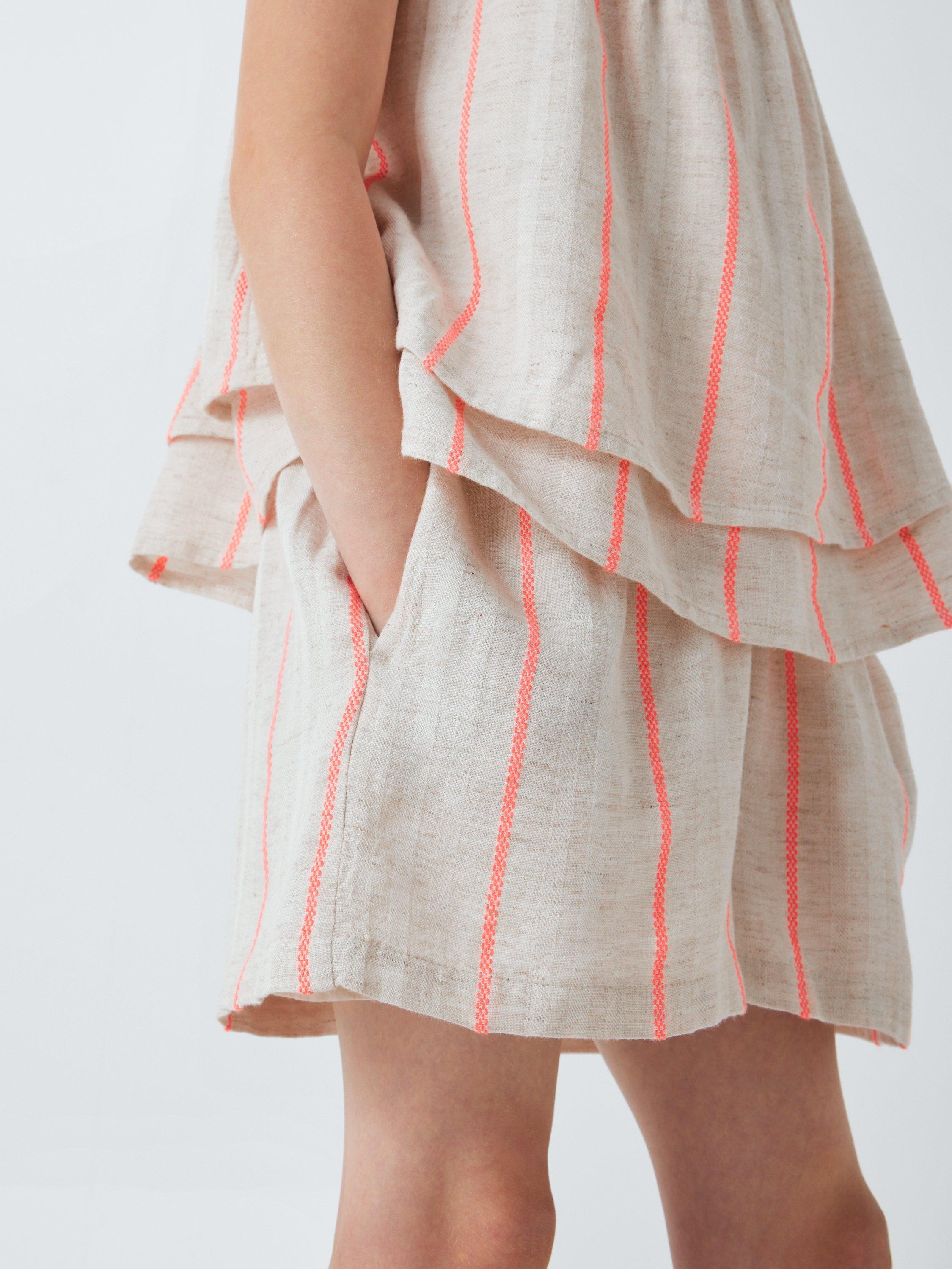 Product image 5 of 7, which shows John Lewis Kids' Stripe Stitch Shorts, Beige, Pink, 3 years