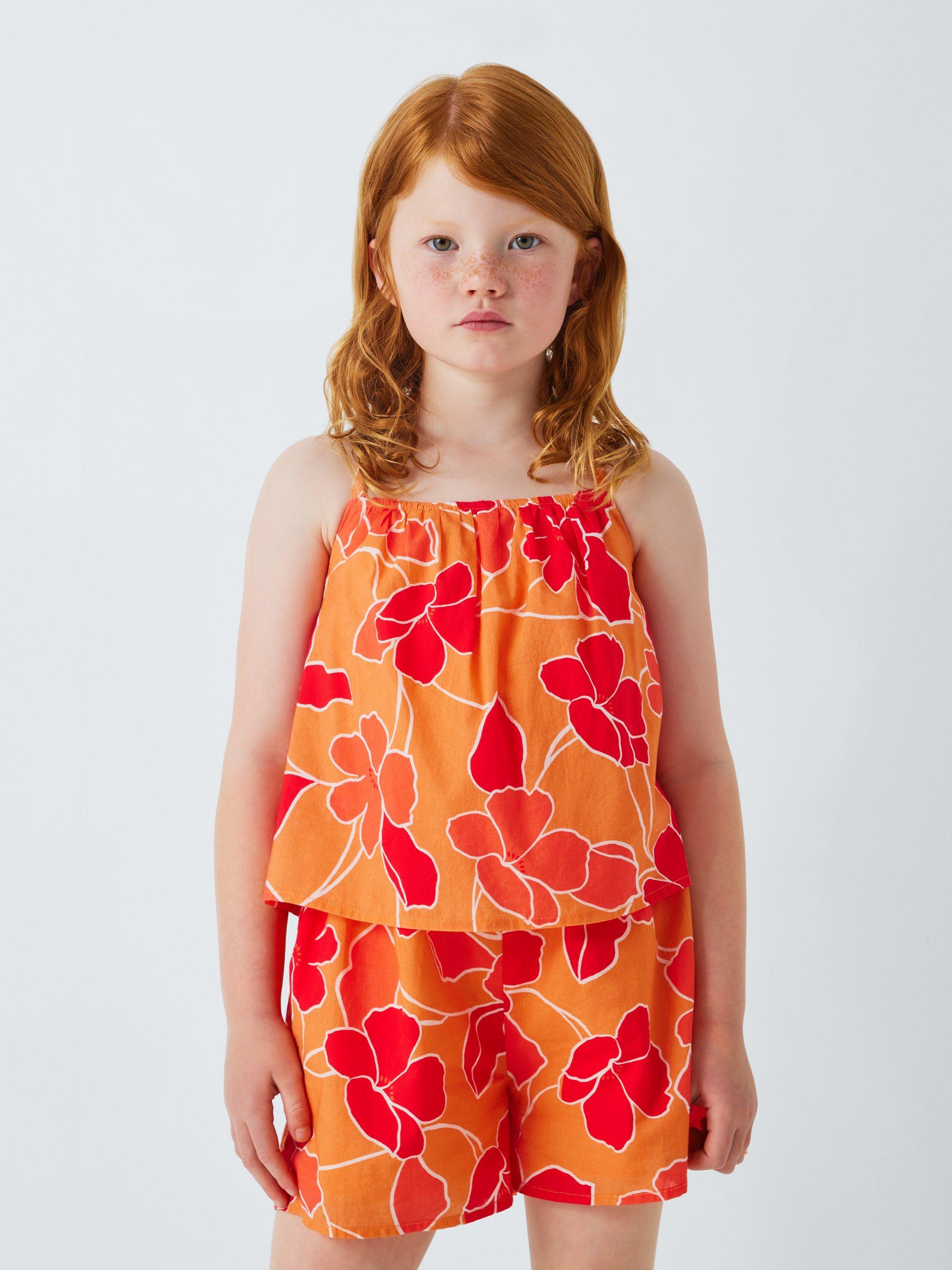 Product image 1 of 7, which shows John Lewis Kids' Floral Cross Strap Playsuit, Multi, 2 years