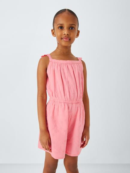 John Lewis Kids' Broderie Anglaise Embroidered Playsuit, Multi, Multi