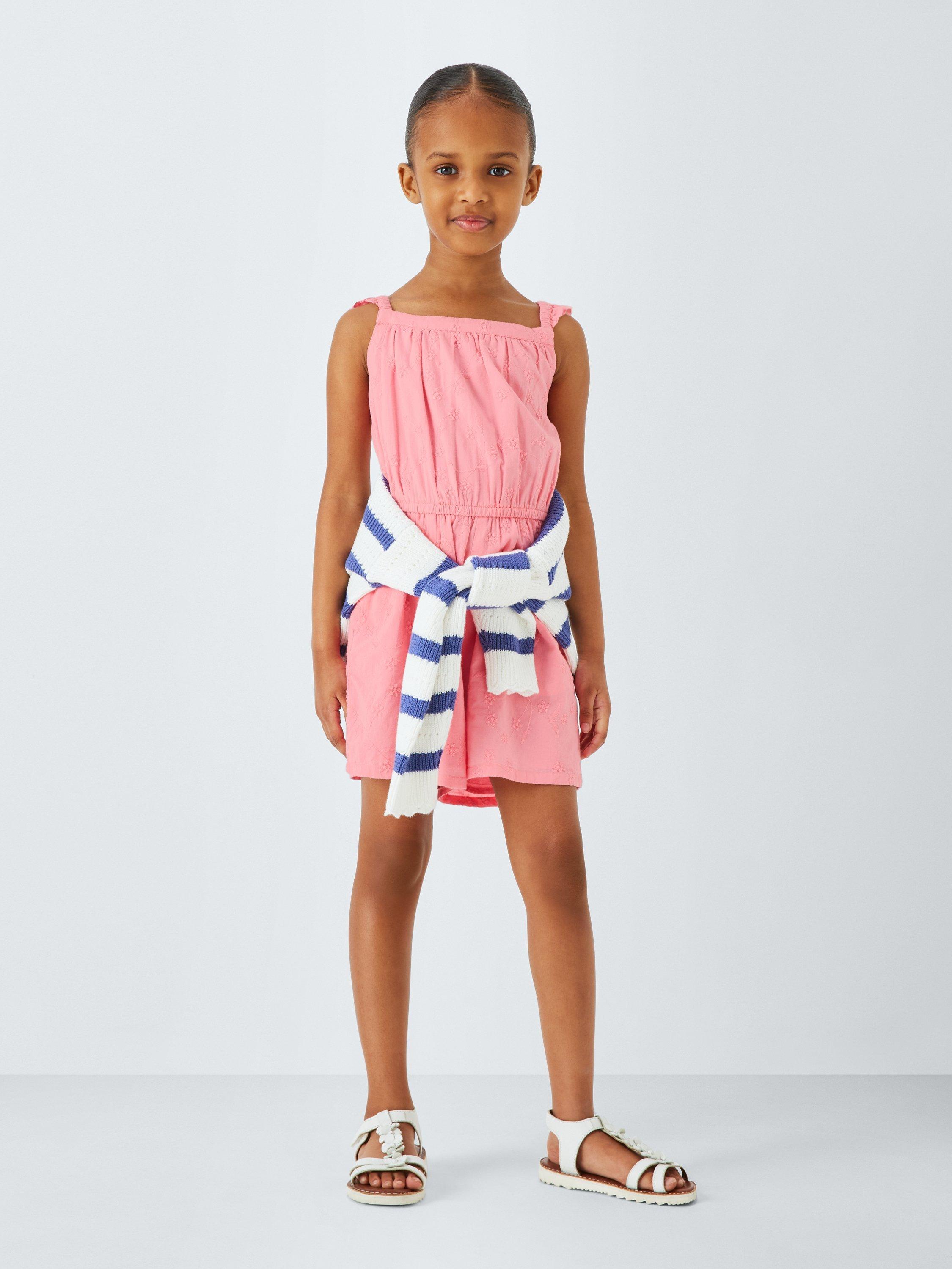 Product image 2 of 7, which shows John Lewis Kids' Broderie Anglaise Embroidered Playsuit, Multi, 2 years