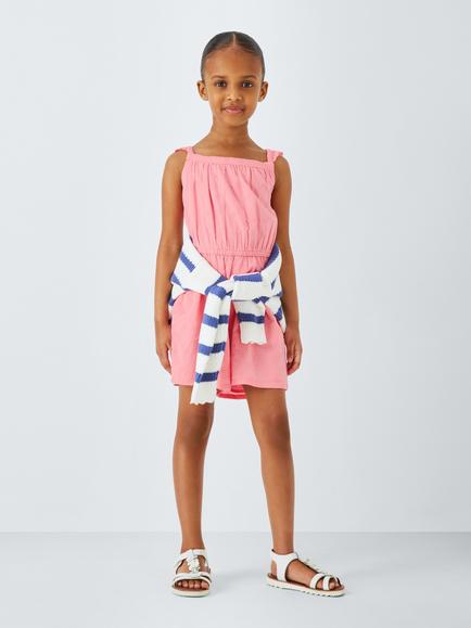 John Lewis Kids' Broderie Anglaise Embroidered Playsuit, Multi - view 2, Multi