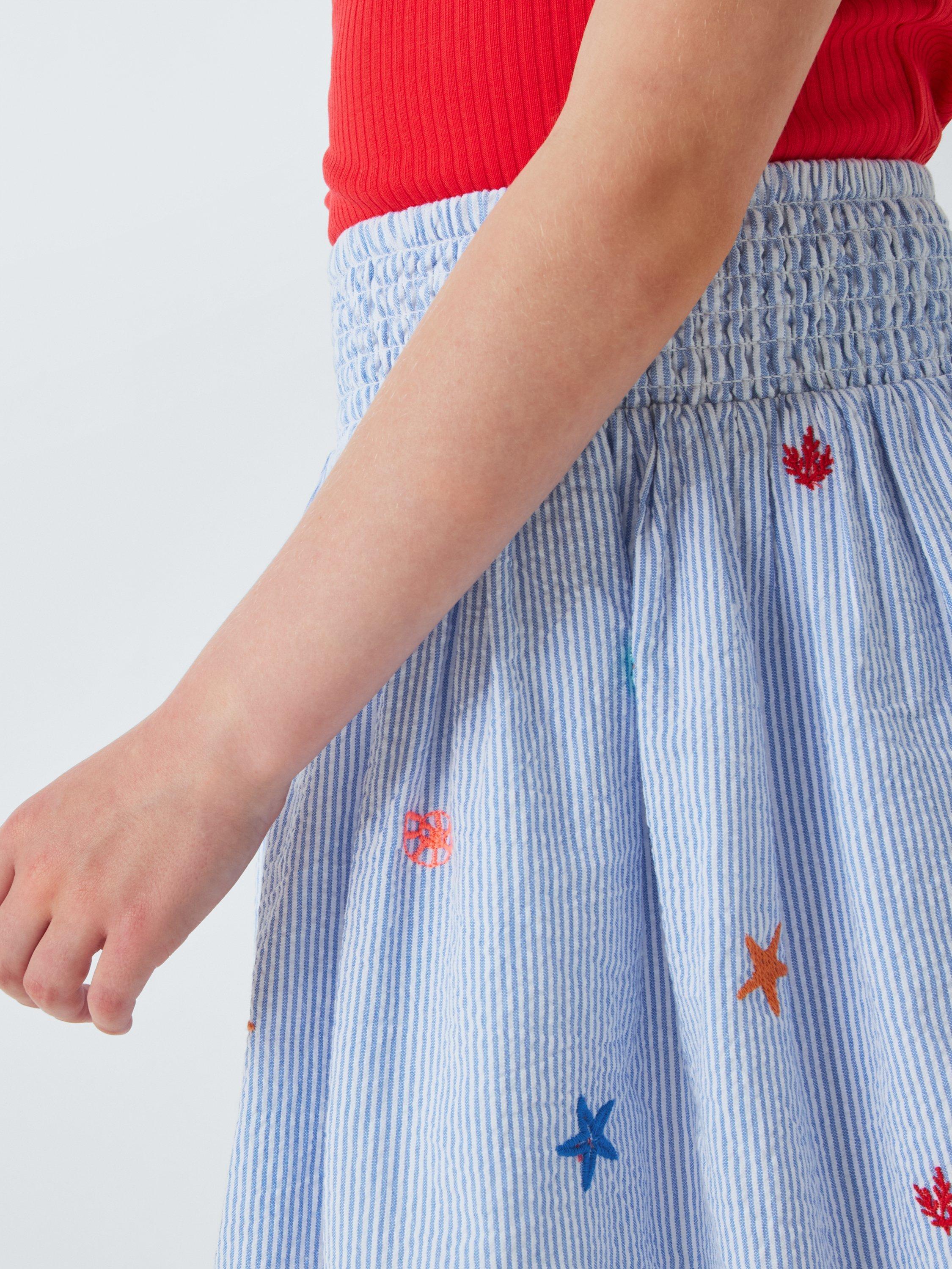 Product image 4 of 7, which shows John Lewis Kids' Sea Embroidered Stripe Skirt, Multi, 4 years