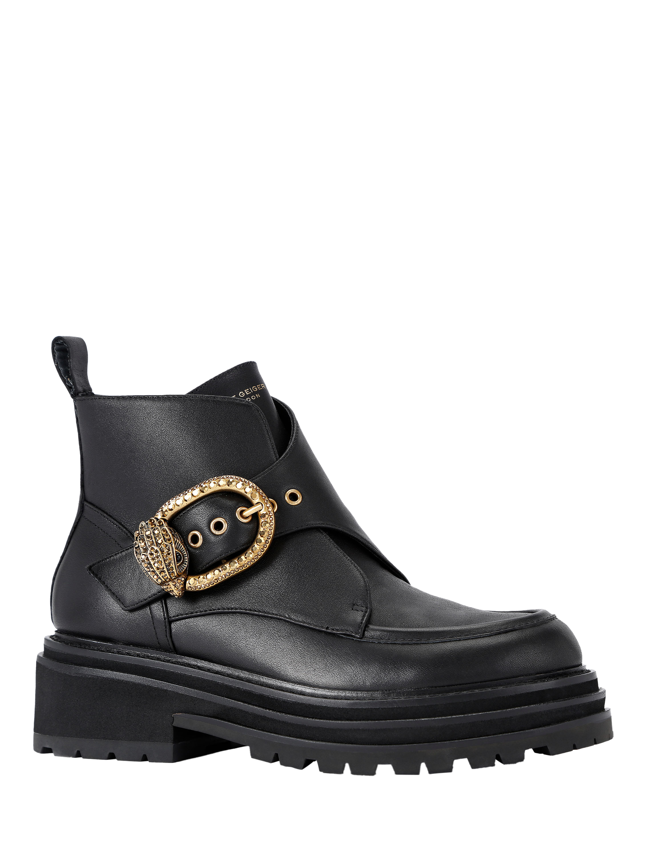 Product image 3 of 6, which shows Kurt Geiger London Mayfair Leather Chunky Ankle Boots, Black, 3