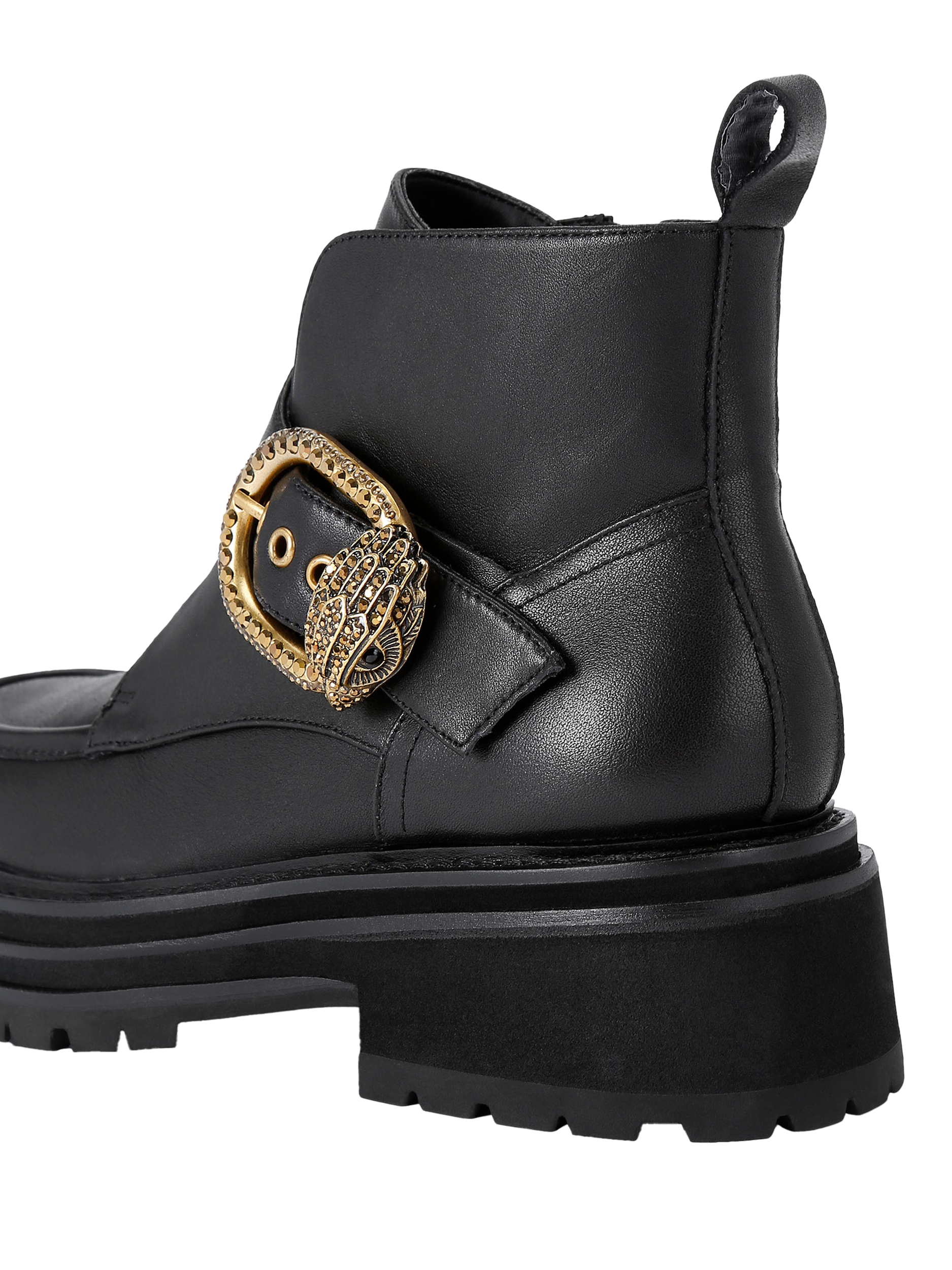 Product image 4 of 6, which shows Kurt Geiger London Mayfair Leather Chunky Ankle Boots, Black, 3