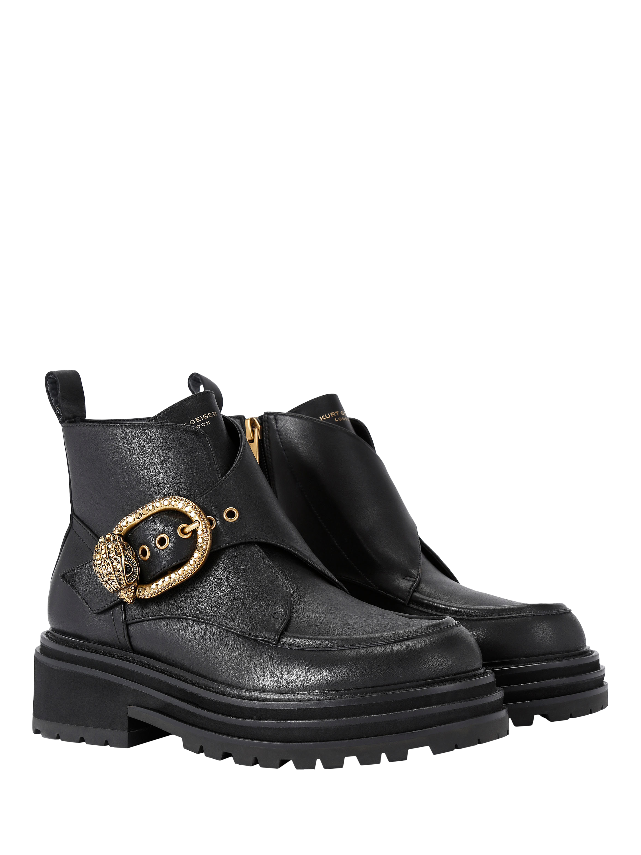 Product image 5 of 6, which shows Kurt Geiger London Mayfair Leather Chunky Ankle Boots, Black, 3
