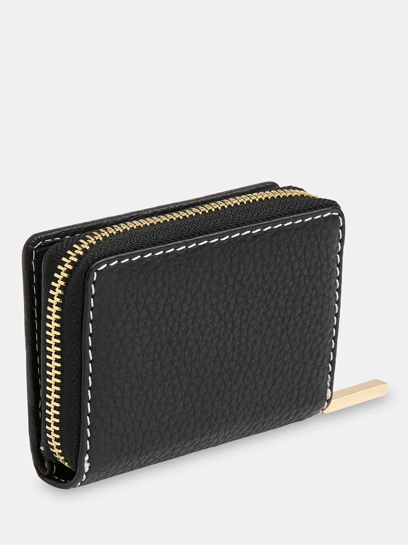 Product image 2 of 4, which shows Whistles Koa Contrast Stitch Leather Purse, Black