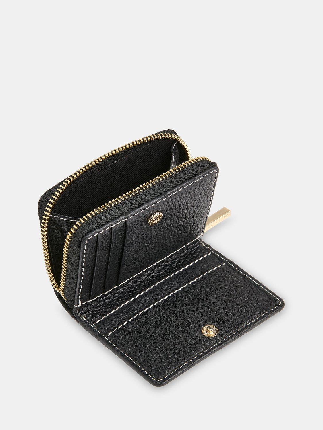 Product image 3 of 4, which shows Whistles Koa Contrast Stitch Leather Purse, Black