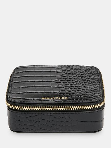 Whistles Aelia Leather Jewellery Box, Black, Black