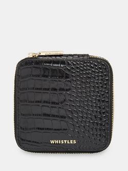 Whistles Aelia Leather Jewellery Box, Black - view 2, Black