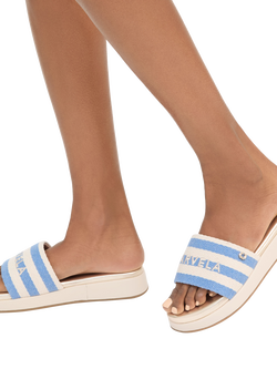 Carvela Palermo Stripe Canvas Sandals, Blue - view 2, Blue