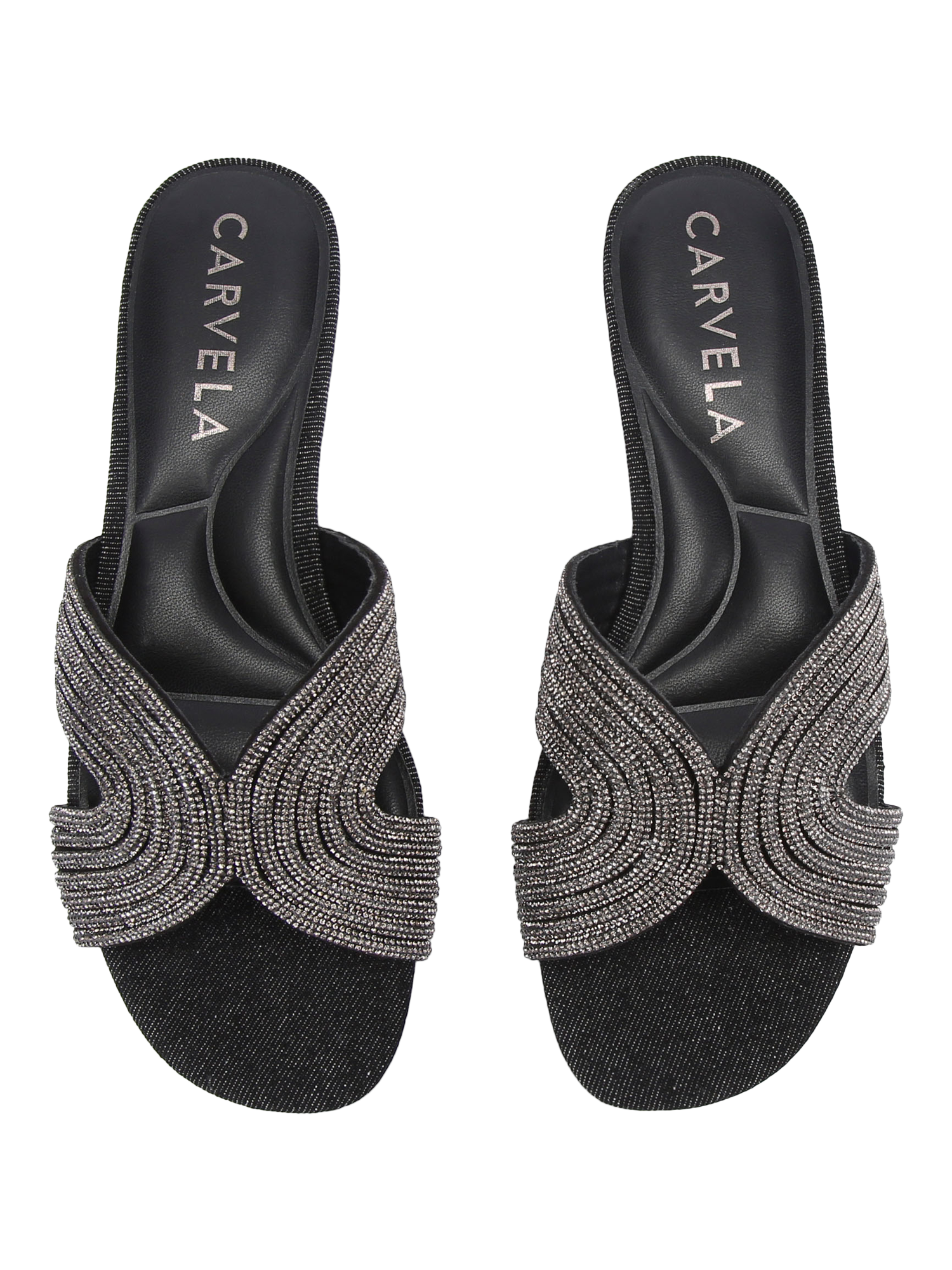 Product image 3 of 5, which shows Carvela Gala Mule Jewel Sandals, Black, 3