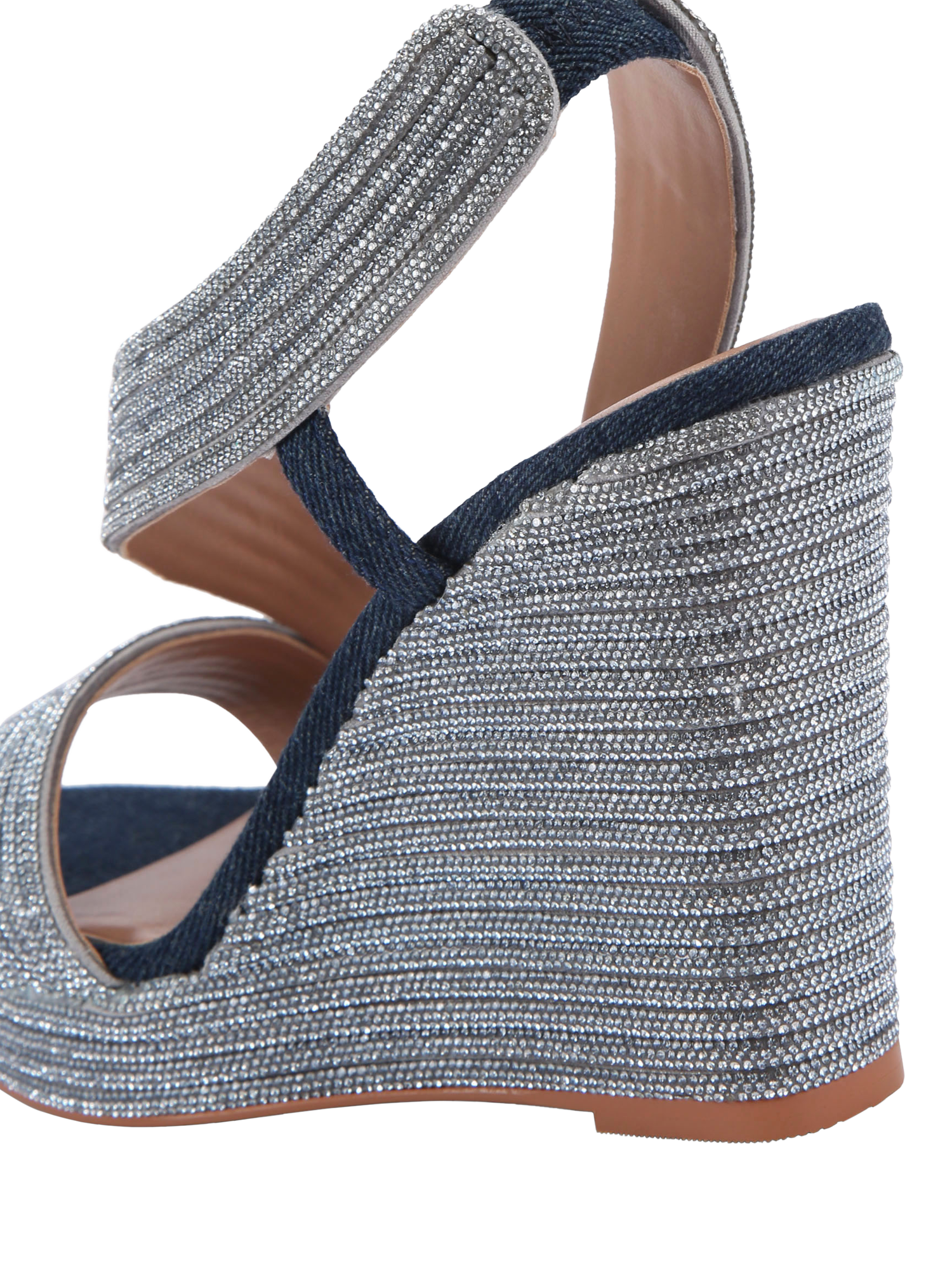 Product image 4 of 5, which shows Carvela Gala Jewel Embellished Wedge Heeled Sandals, Blue Denim, 3