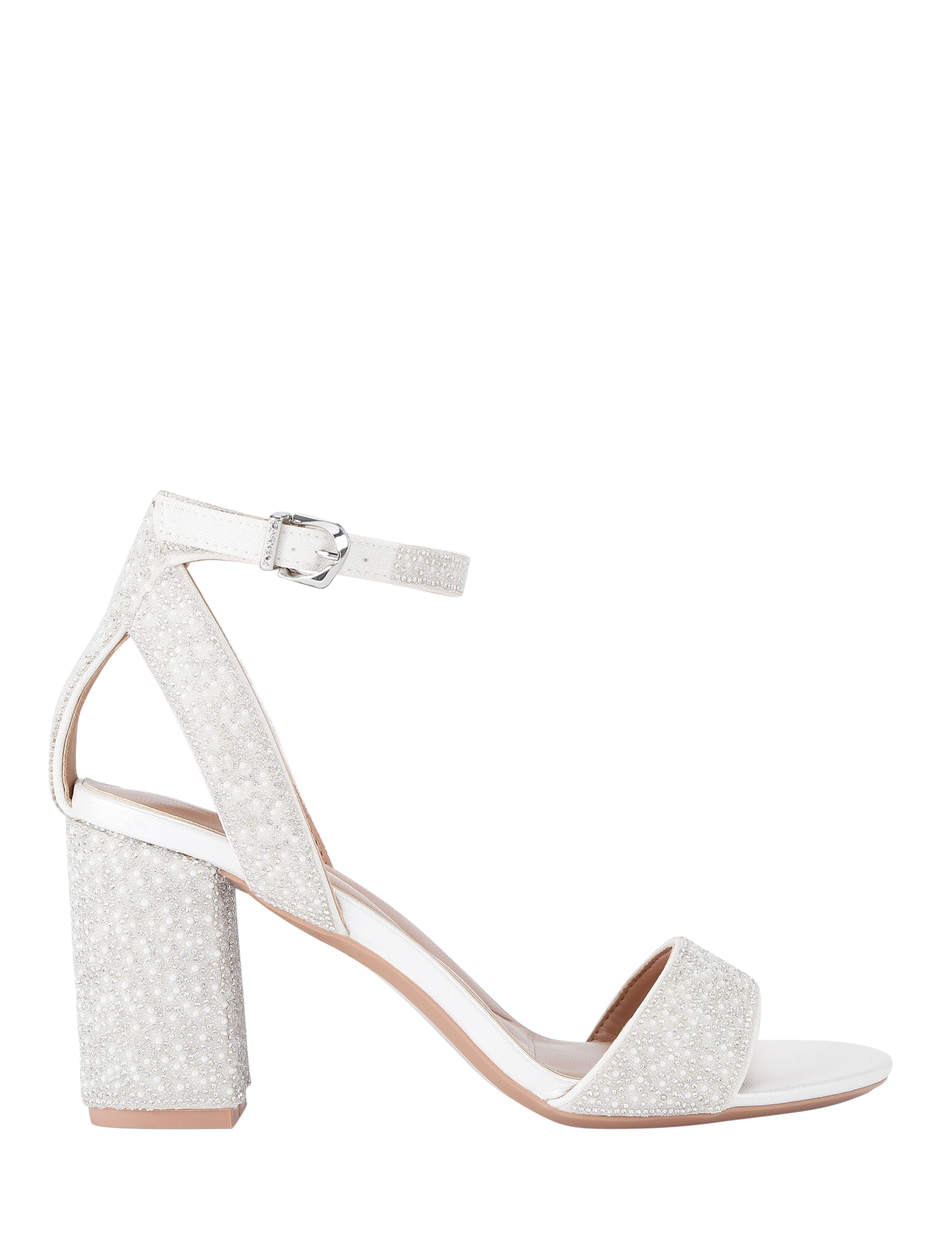 Product image 1 of 4, which shows Carvela Kianni Embellished Block Heel Sandals, White, 3