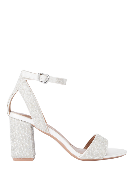 Carvela Kianni Embellished Block Heel Sandals, White, White