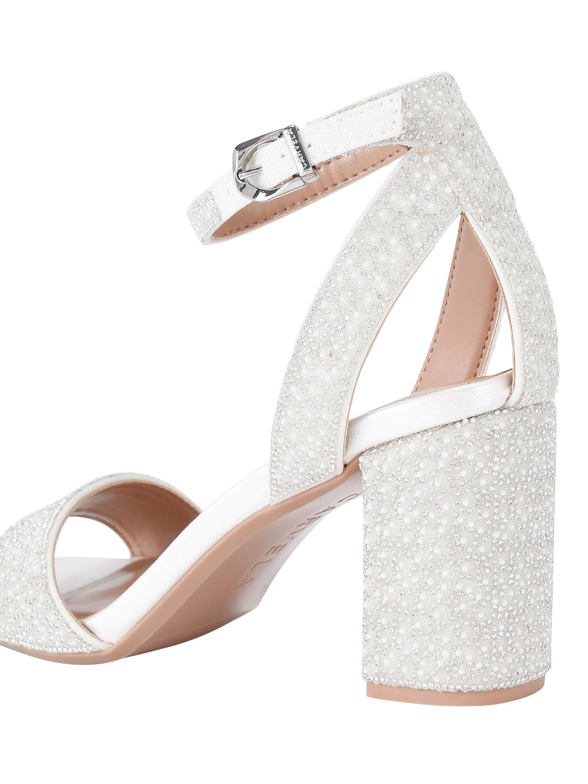 Product image 4 of 4, which shows Carvela Kianni Embellished Block Heel Sandals, White, 3