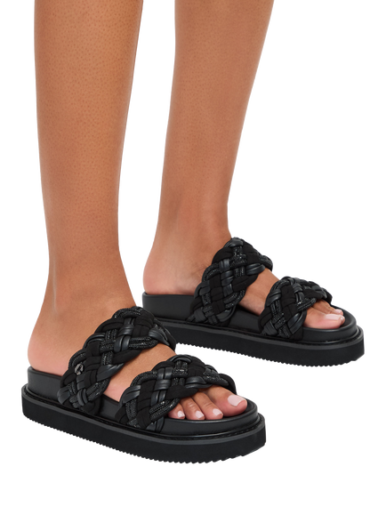 Carvela Maiella Woven Strap Flatform Sandals, Black - view 2, Black