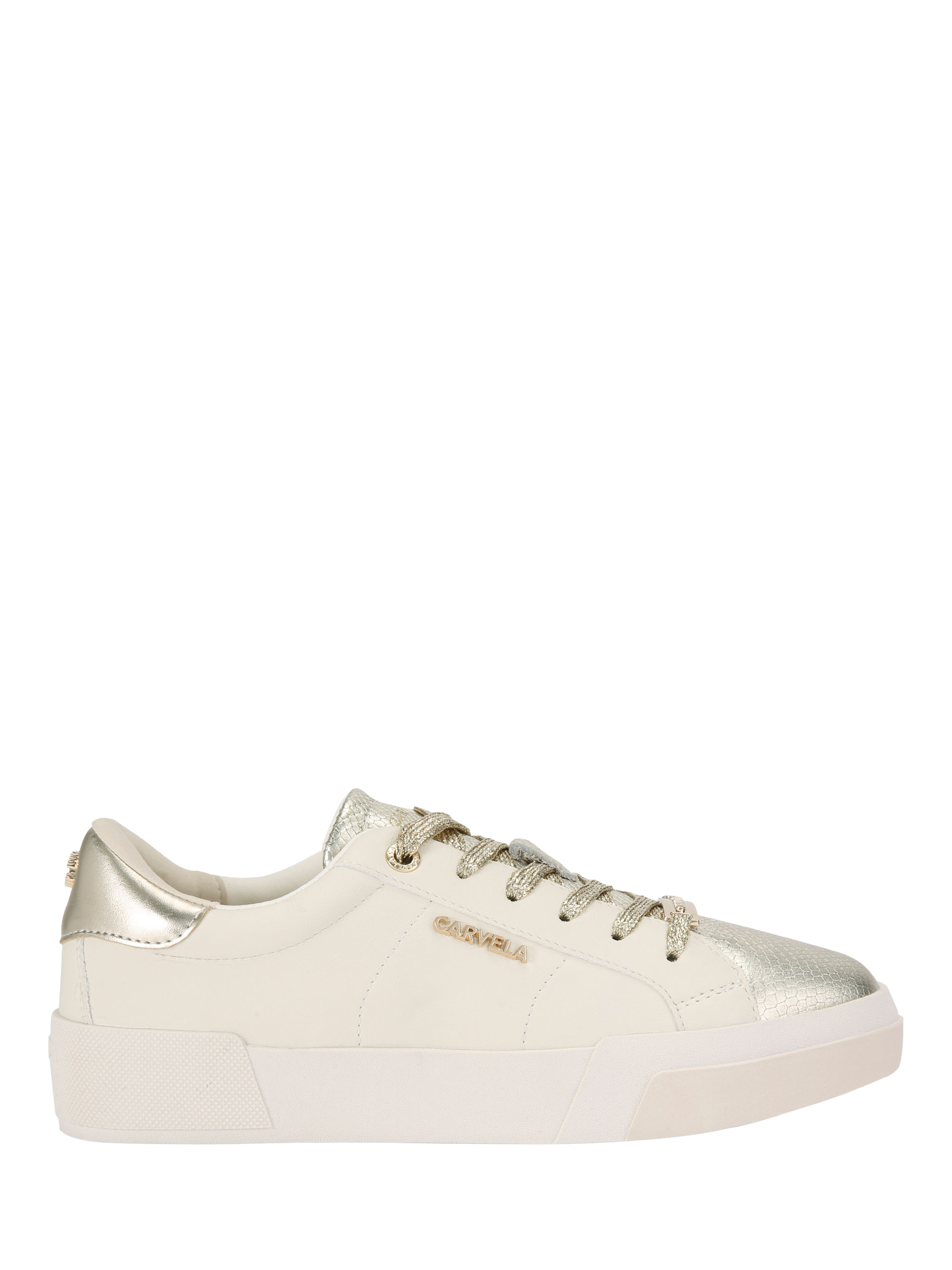 Carvela Santiana Metallic Panel Trainers, Cream/Gold