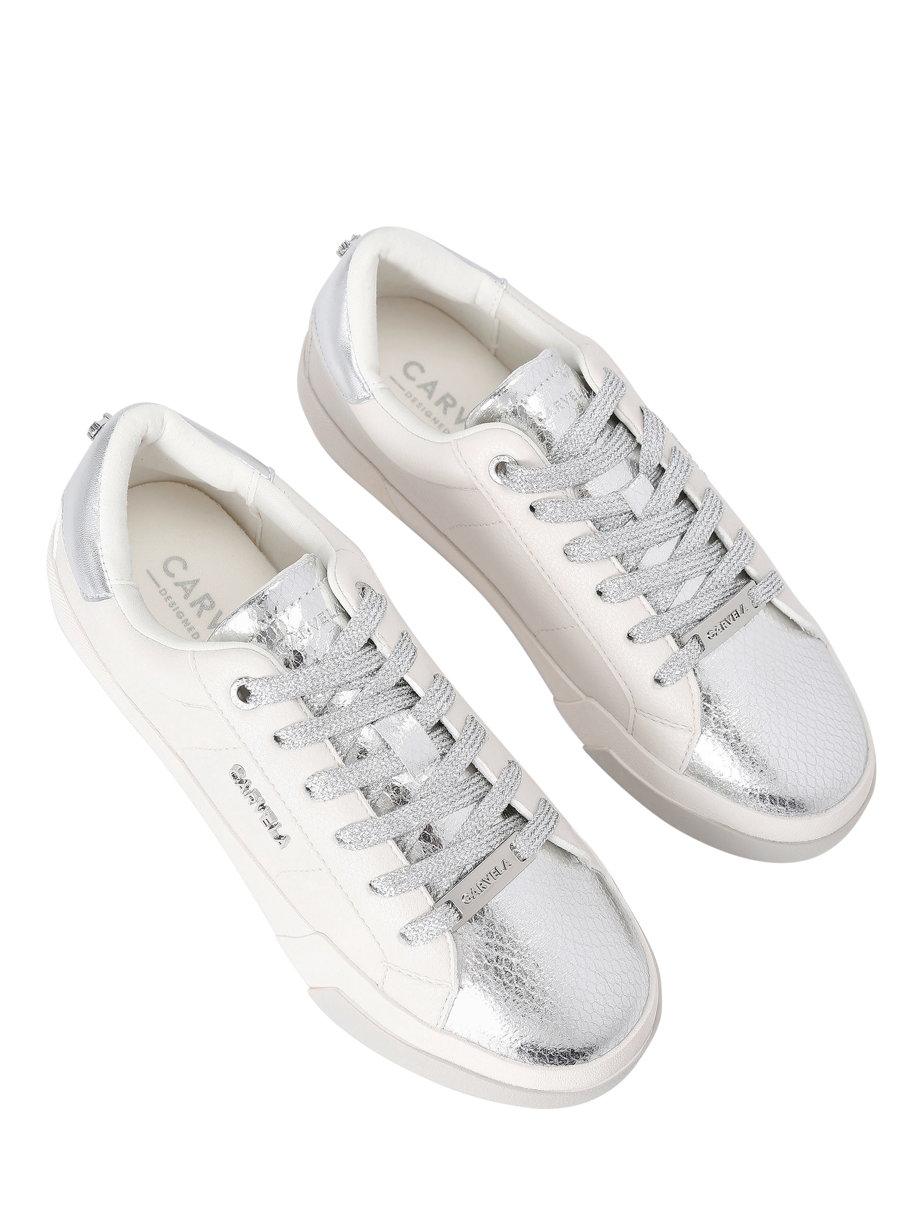 Product image 2 of 4, which shows Carvela Santiana Lace Up Trainers, White, 3