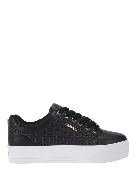 Carvela Sardinia Woven Panel Lace Up Trainers, Black, Black